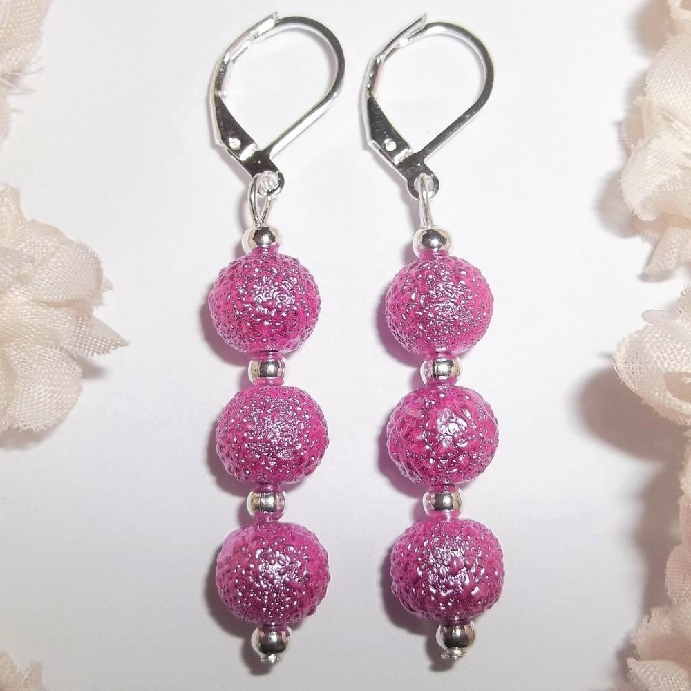 Mauve Earrings, Earrings, Earrings Set, Beaded Earrings, Mauve Jewelry, NWT 7539